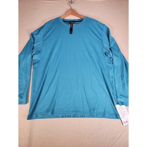 Lululemon License to Train Relaxed Long Sleeve Shirt Men Size XXL Blue - Picture 1 of 7